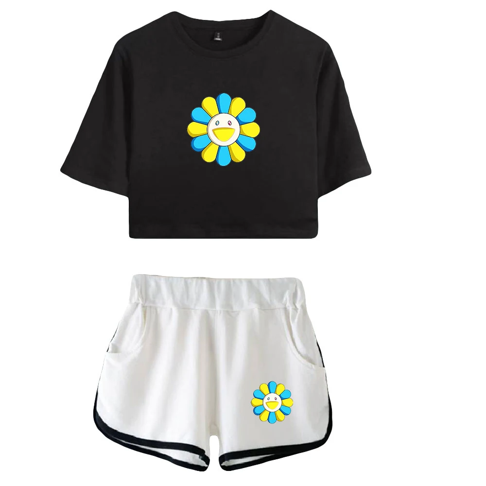 

Женский летний комплект грустной морозы, пуловер с эластичной талией в стиле Харадзюку, Короткие топы, уличная одежда, комплект из двух пред...