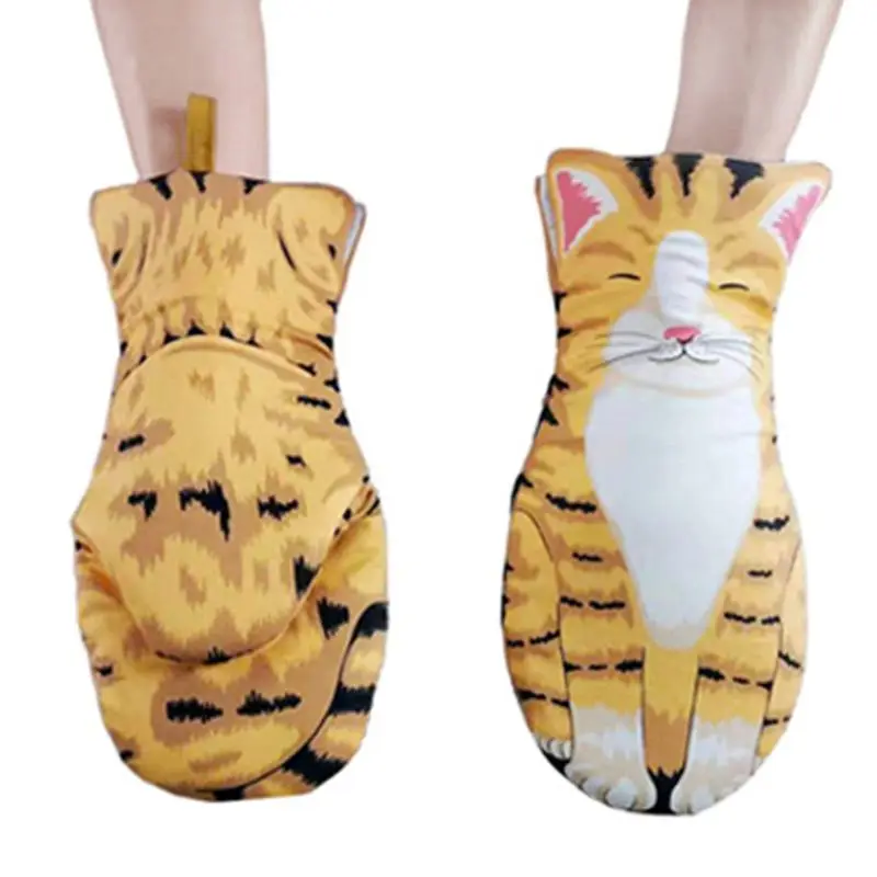 Хлопковые перчатки для выпечки с кошачьими лапами нескользящие микроволновой