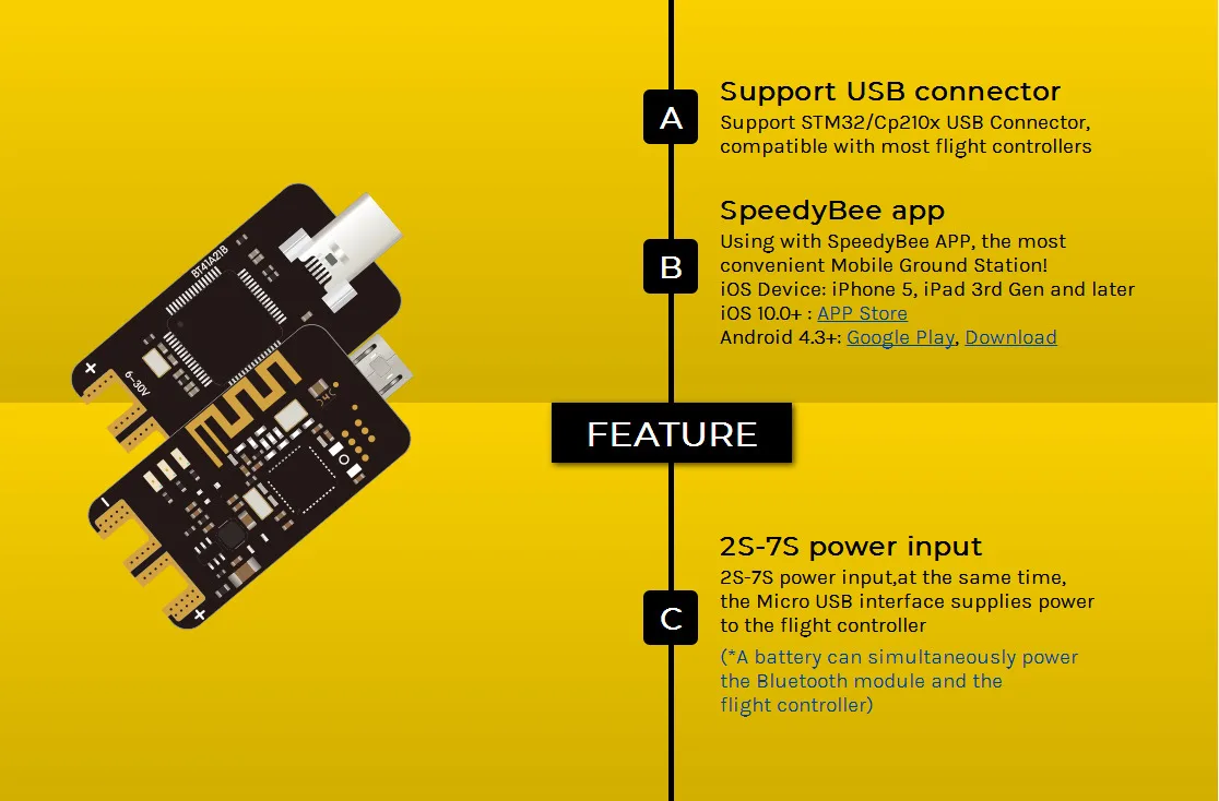 RunCam Speedybee Bluetooth USB адаптер Поддержка STM32/Cp210x разъем совместимый с контроллером