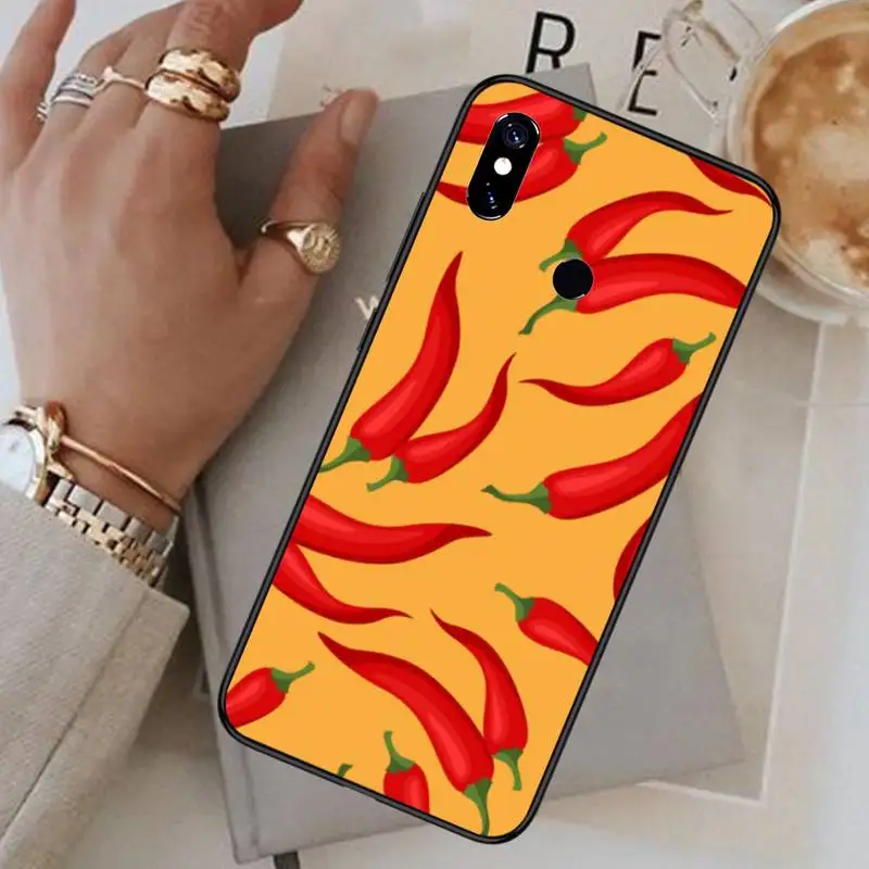 

hot Red Pepper plant pattern Phone Case For Xiaomi Redmi note 7 8 9 t max3 s 10 pro lite funda coque shell cover