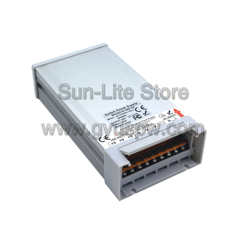 Переменный источник питания DC 24V мощностью 350 Вт, водонепроницаемый драйвер трансформатора 220 В/110 В AC DC24V, наружный источник бесперебойного питания для светодиодных модулей и освещения.