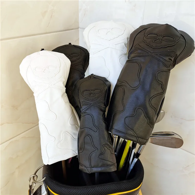 

Skull Head Golf Headcovers Driver Fairway Woods Hybrid High Quality PU Leather Golf Clubs Covers Unisex