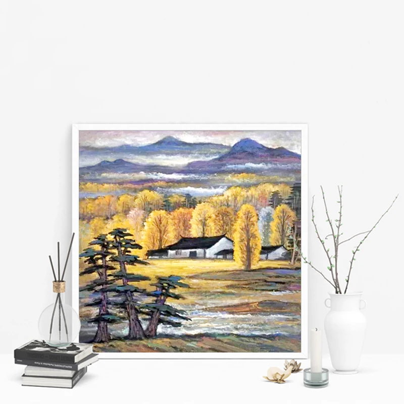 Лес природа и человеческая архитектура Пейзаж Деревья декорации картины по