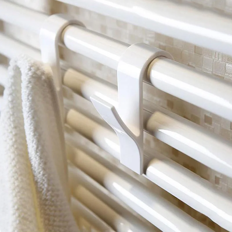 Gantungan untuk tuala dipanaskan radiator rel pakaian gantungan mandi cangkuk pemegang selendang selendang warna putih 6pcs