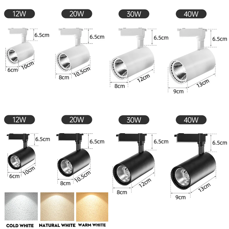 SED LED TRACK Светильник Spotlight Cob Track Lighting 12W 20W 30W 40W Spot Rail для магазина одежды Гостиная