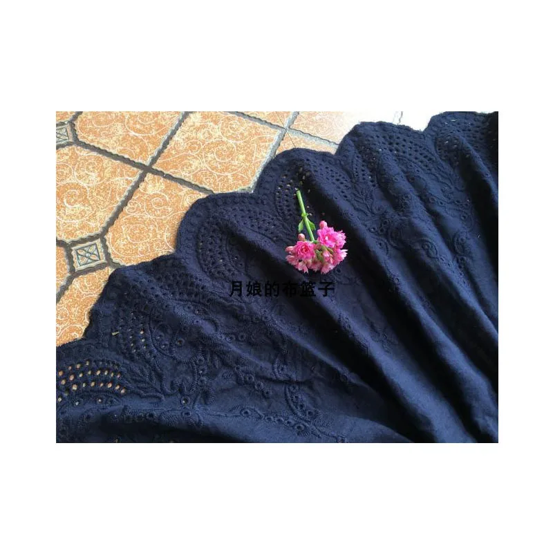 Темно синяя хлопчатобумажная вышивка кружева Сделай Сам стеганая кружевная