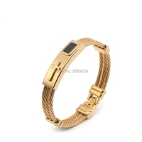 gold jewelry charm gold bracelet steel men fashion bangle magnetic wristband classic stainless chain link bangle titanium