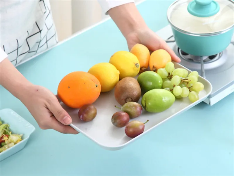 1 pcs Rectangle Fruit Bamboo Fiber Plates Storage Tray Family Dessert Dish Snack Dish Party Home Maintenance Tray Plate petisco