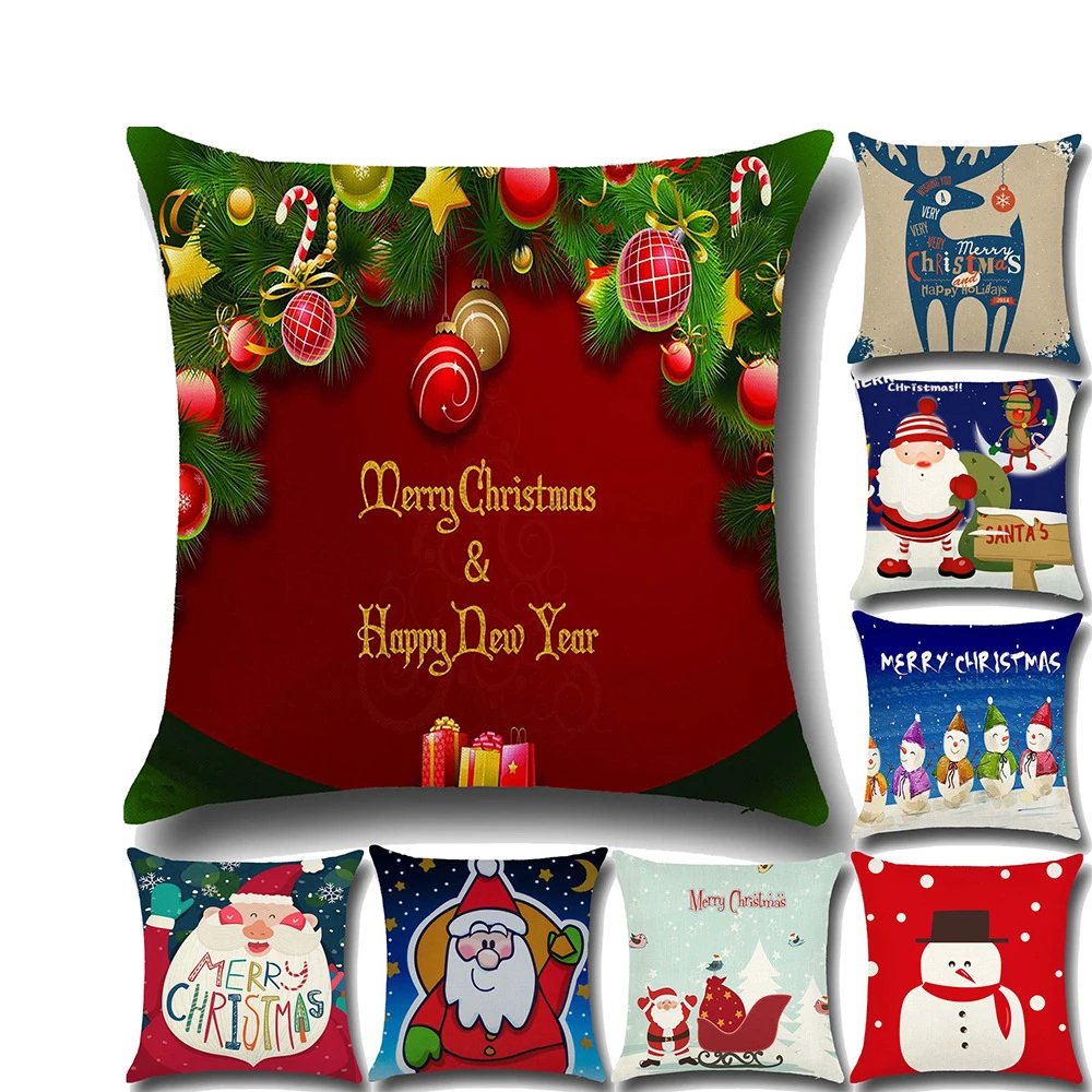 Печатные Санта Клаус олень Снеговик держать подушки Чехол на Рождество в