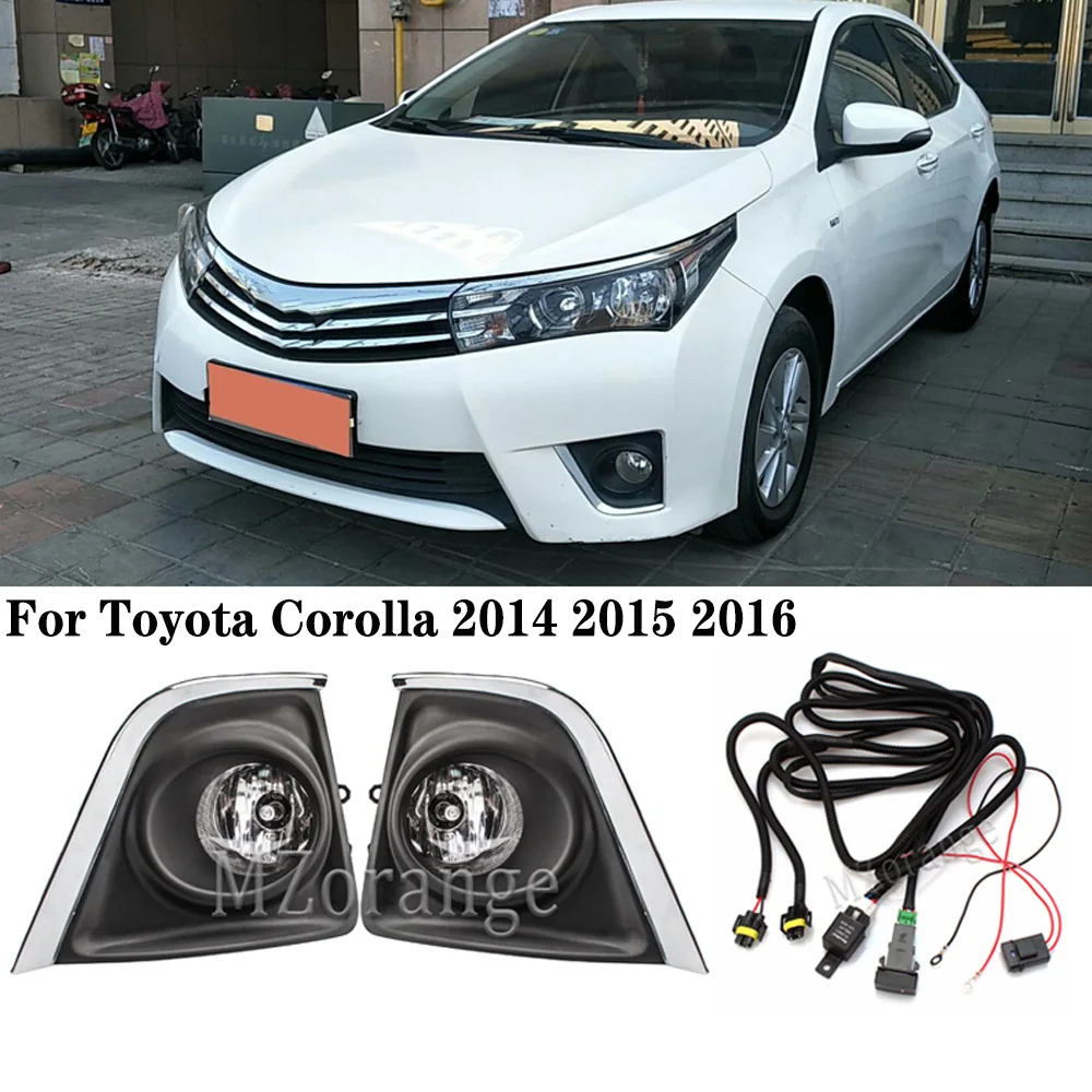 Front Fog Lights For Toyota Corolla 2014 2015 2016 Fog lamps foglights Halogen bulbs Switch Wires Grilles Covers car Clear Lens