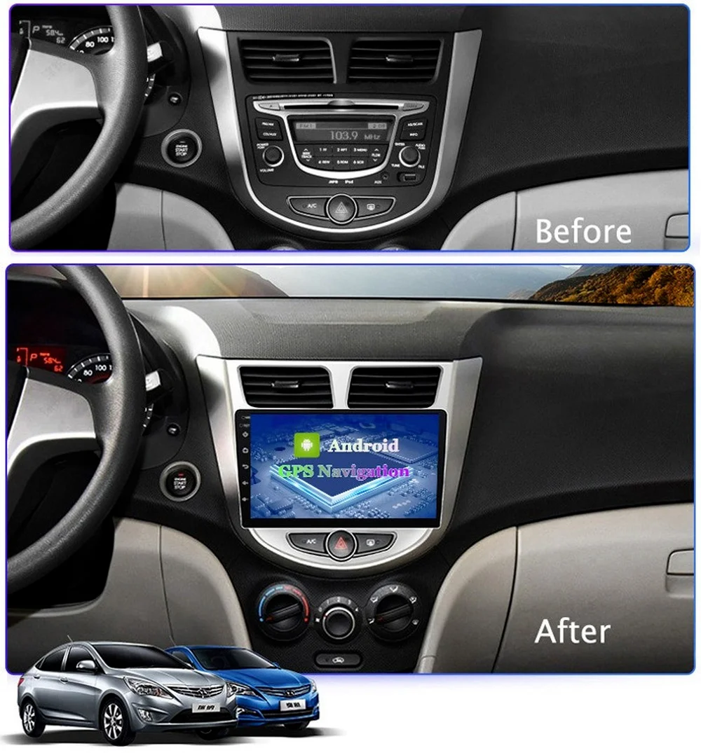 Автомобильный мультимедийный плеер Android 10 0 для Hyundai Verna/Accent/Solaris 2011-Автомобильный