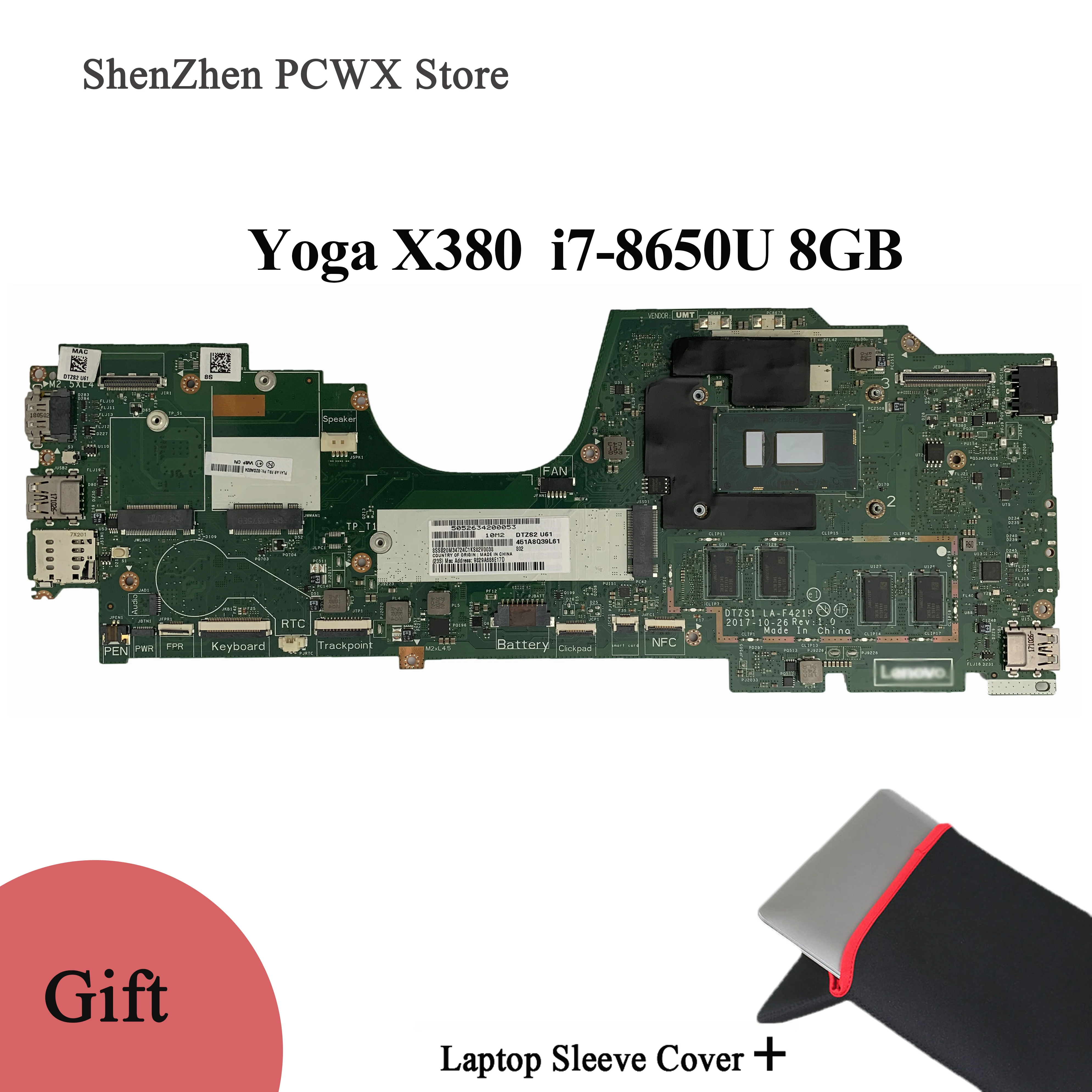 02DA024 для Lenovo Yoga X380 материнская плата ноутбука DTZS1 LA F421P с процессором и ОЗУ i7 8650U 8 Гб
