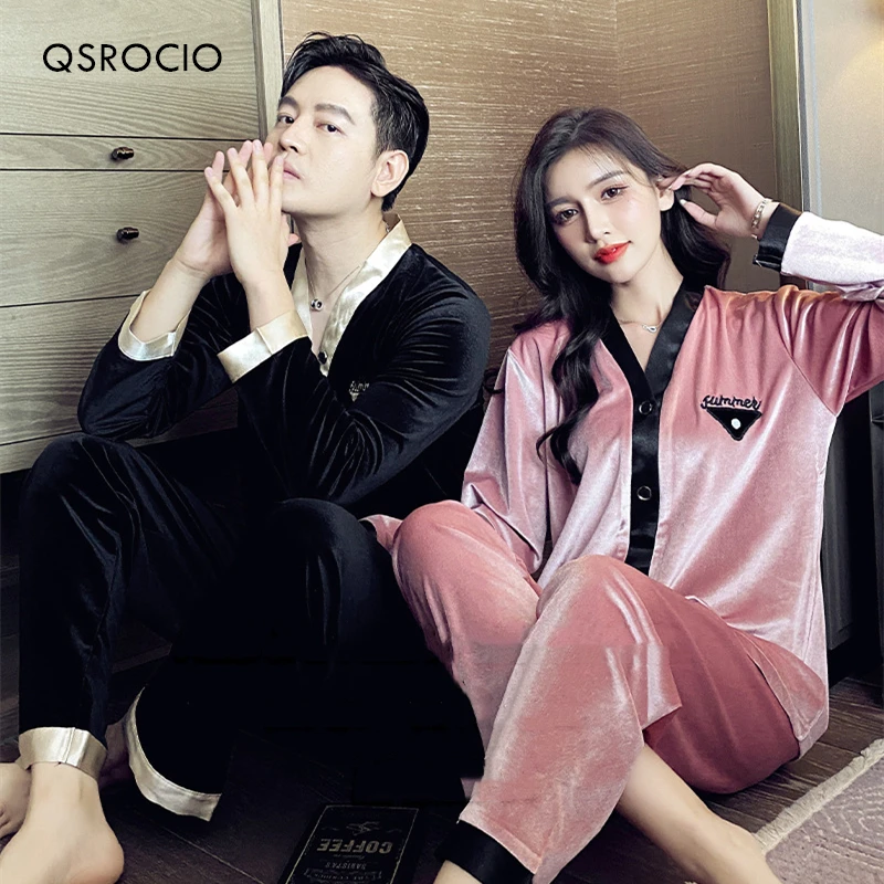 Высококачественный Женский пижамный комплект QSROCIO бархатная одежда для сна с