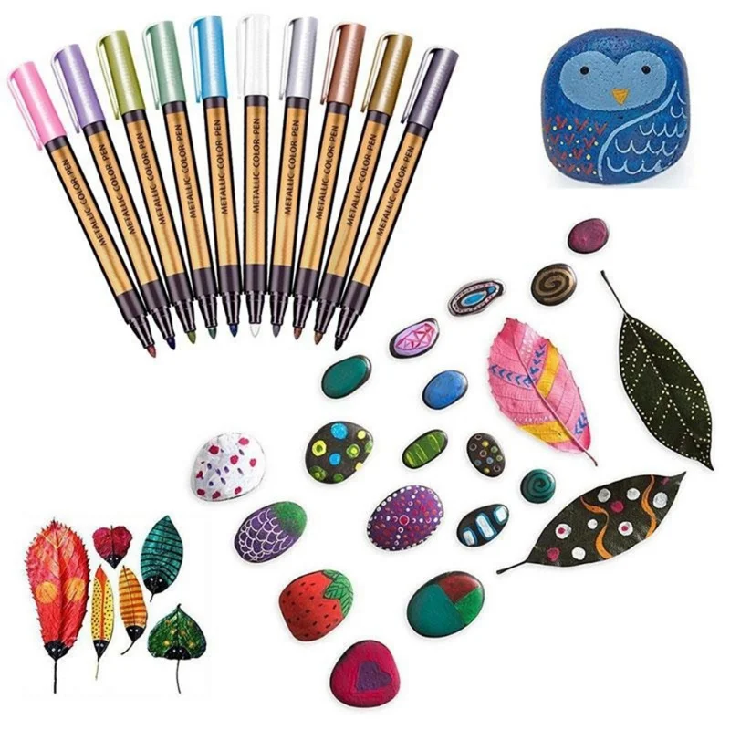 

10pcs/set DIY Metal Permanent Paint Markers Stationery Craftwork Pen for Student Kids Party Card Decoration Car Tyre Tire Tread