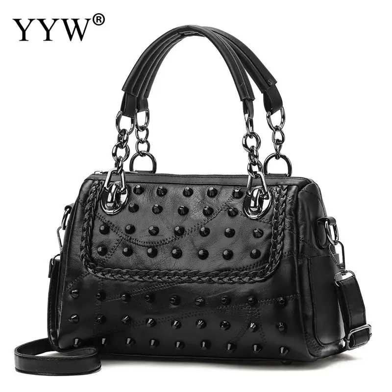 Сумка Бостон из козьей кожи роскошные сумки женские дизайнерские черные