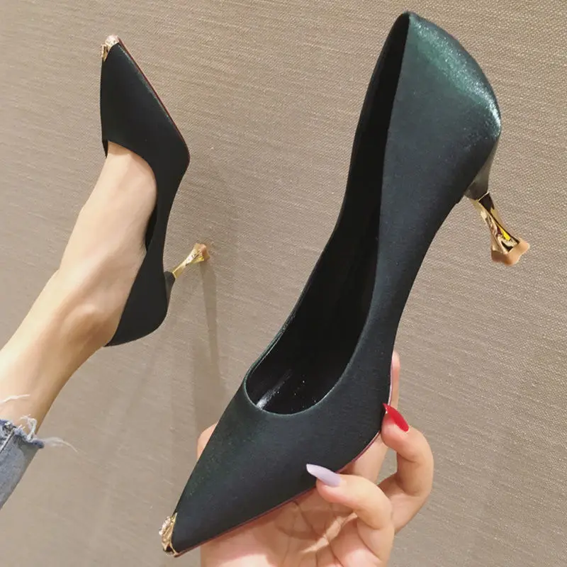 Women's Shoes Spring 2021 New Korean Style High Heels Stiletto Shallow Mouth Professional Working Women High Heels Single Shoes