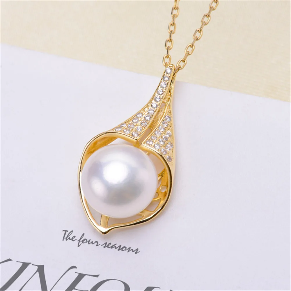 Подвеска из стерлингового серебра S925 пробы с жемчугом и зажимом для защелки