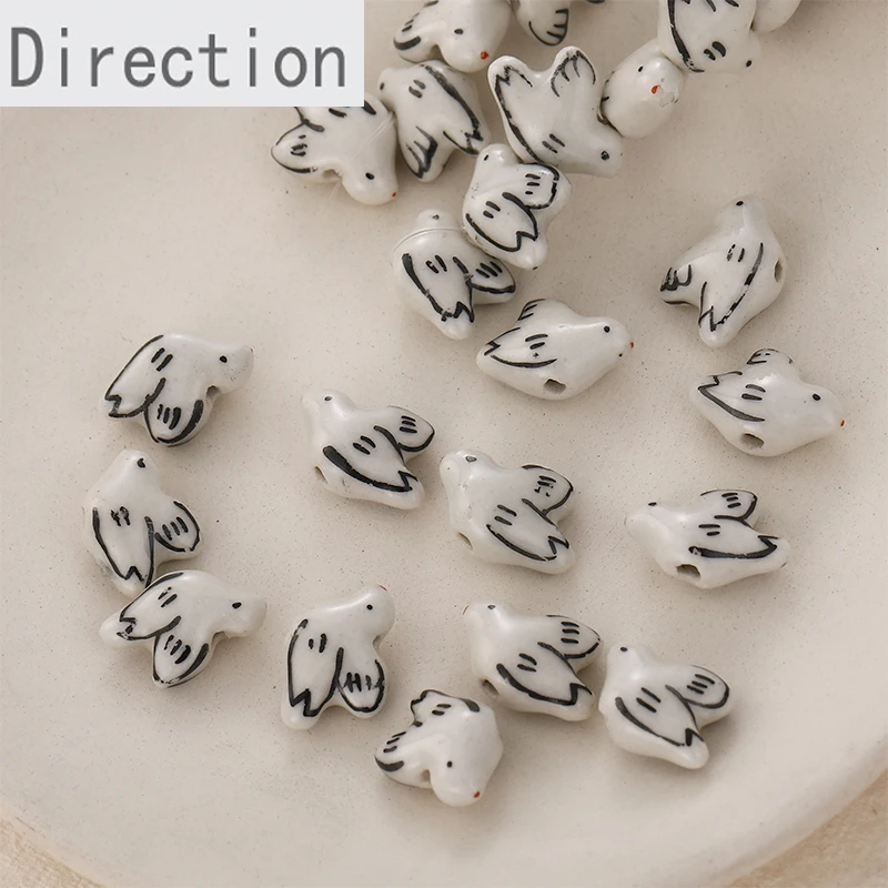 Ручная роспись керамическая птица голубь прямые бусины с отверстиями в японском