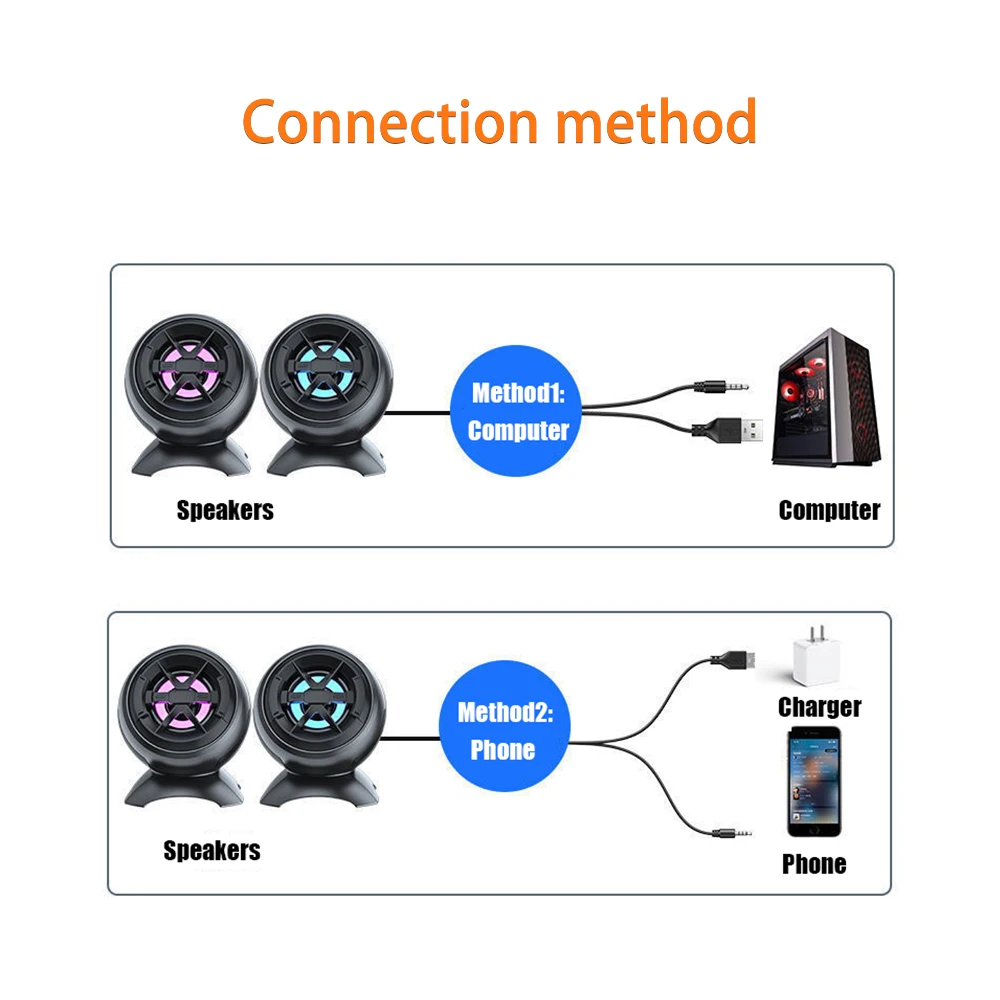 USB Wired Computer Speakers Deep Bass Sound Box Speaker For PC Laptop Powerful Subwoofer Desktop Portable Mini | Электроника