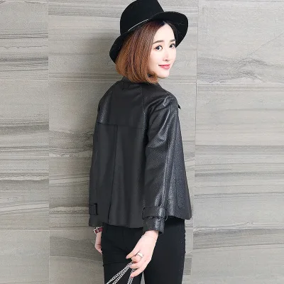 MEWE Women Spring Genuine Real Sheep Leather Jacket R38