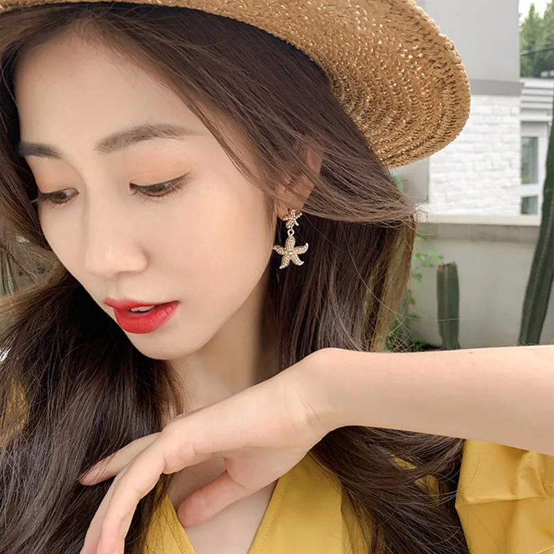 Женские серьги с жемчугом и морскими звездами | Украшения аксессуары