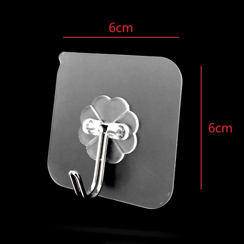 

20pcs Transparent Wall Hooks Waterproof Oil-proof Self Adhesive Hooks Reusable Seamless Holder Hanging Hook For Kitchen Bathroom