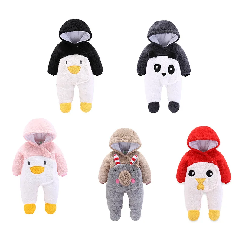 Зимние плотные комбинезоны для новорожденных Детская толстовка с капюшоном и