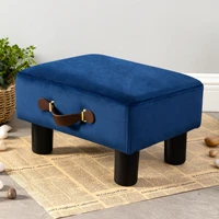 lue bona pu leather ottoman with handle navy blue rectangular foot stool with plastic legs for living room office desk