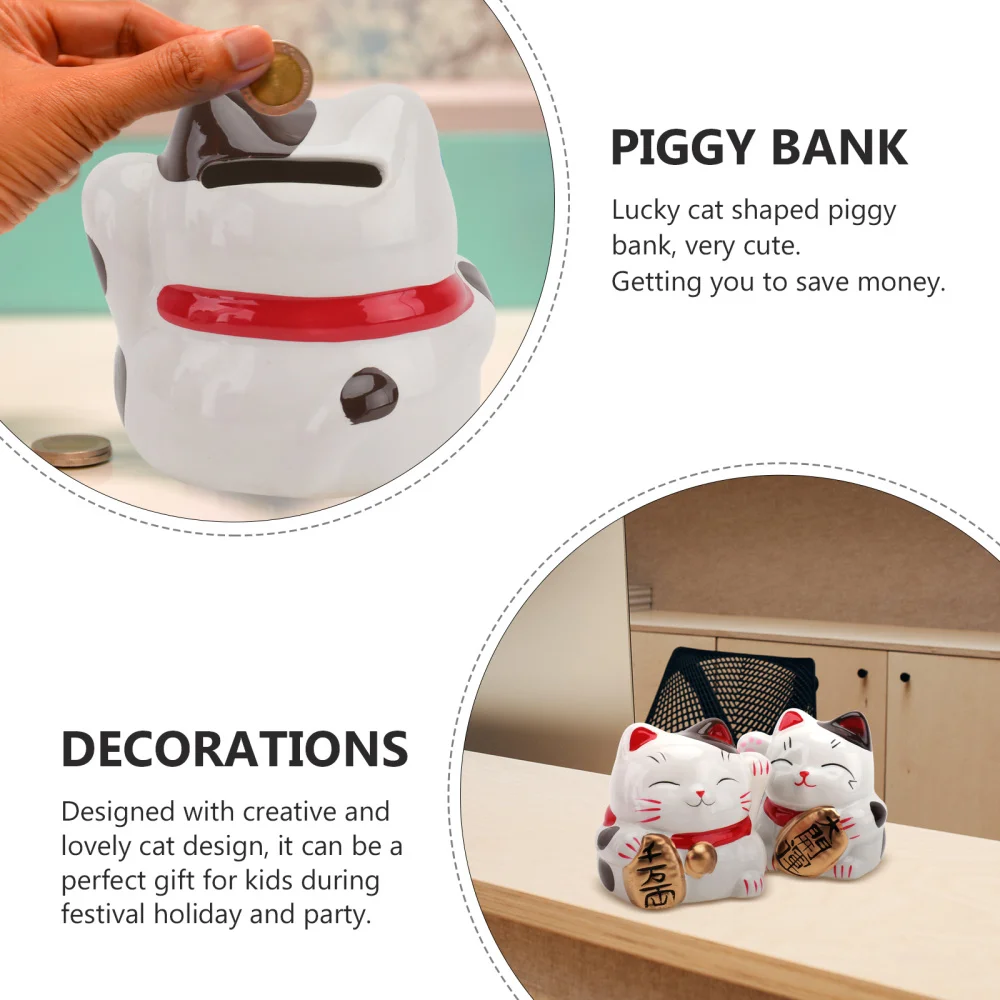 

2pcs Coin Storage Jar Money Storage Jar Craft Decoration Desktop Decor (White)