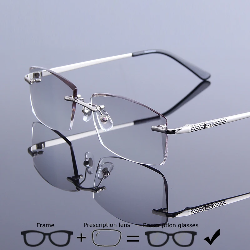 Роскошные очки без оправы изготовленные на заказ по рецепту Модные мужские