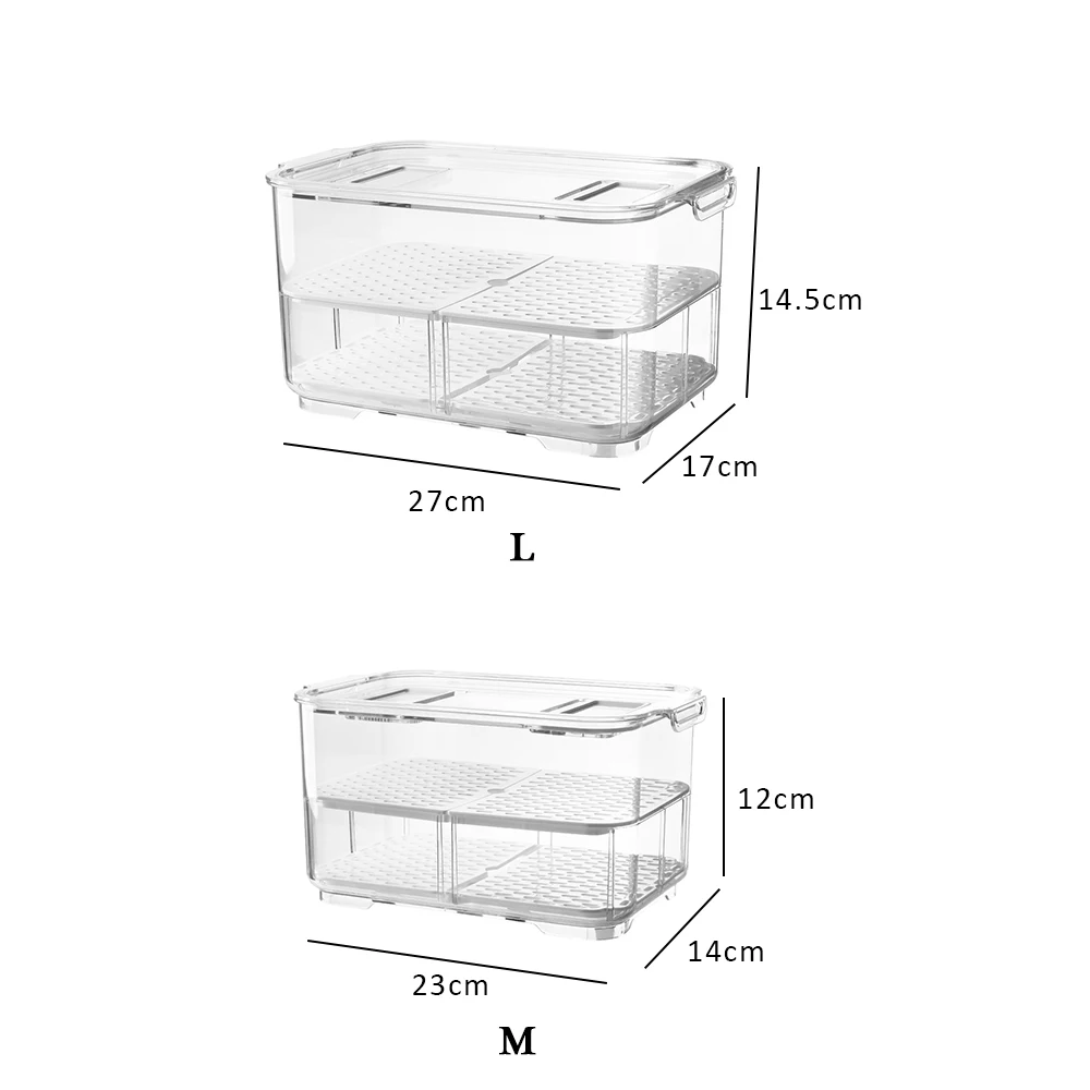 

Refrigerator Food Storage Container Detachable Draining Partition Seal Tank Anti-Skid Vegetable Fruit Fresh Box Kitchen Tool