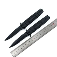 hysenss black outdoor hiking camping hunting survival tactical folding knife 5cr13mov blade abs non slip handle peeling edc tool
