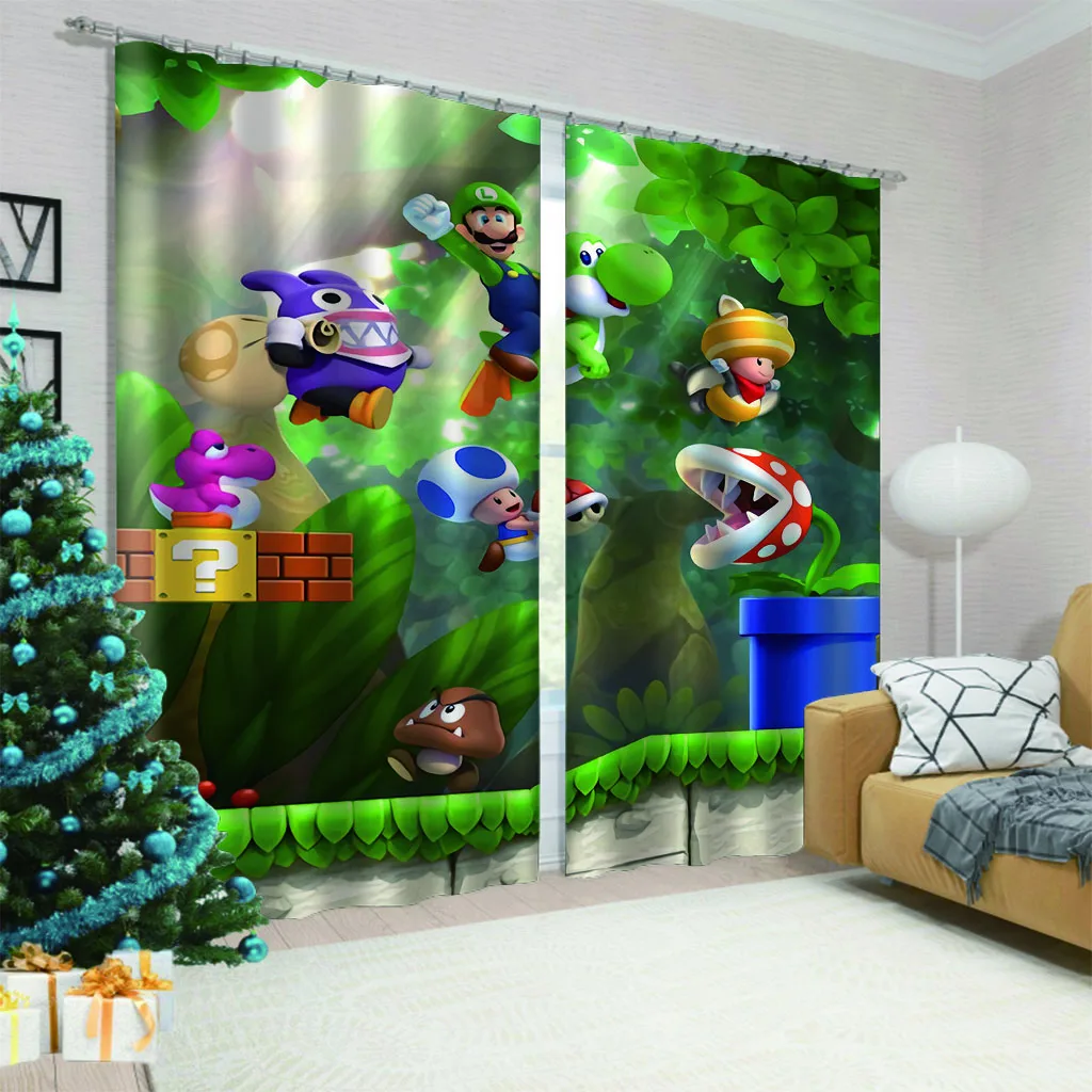 Супер Мари Bro 2 панелей/комплект Шторы блокировать ткань драп затемнение