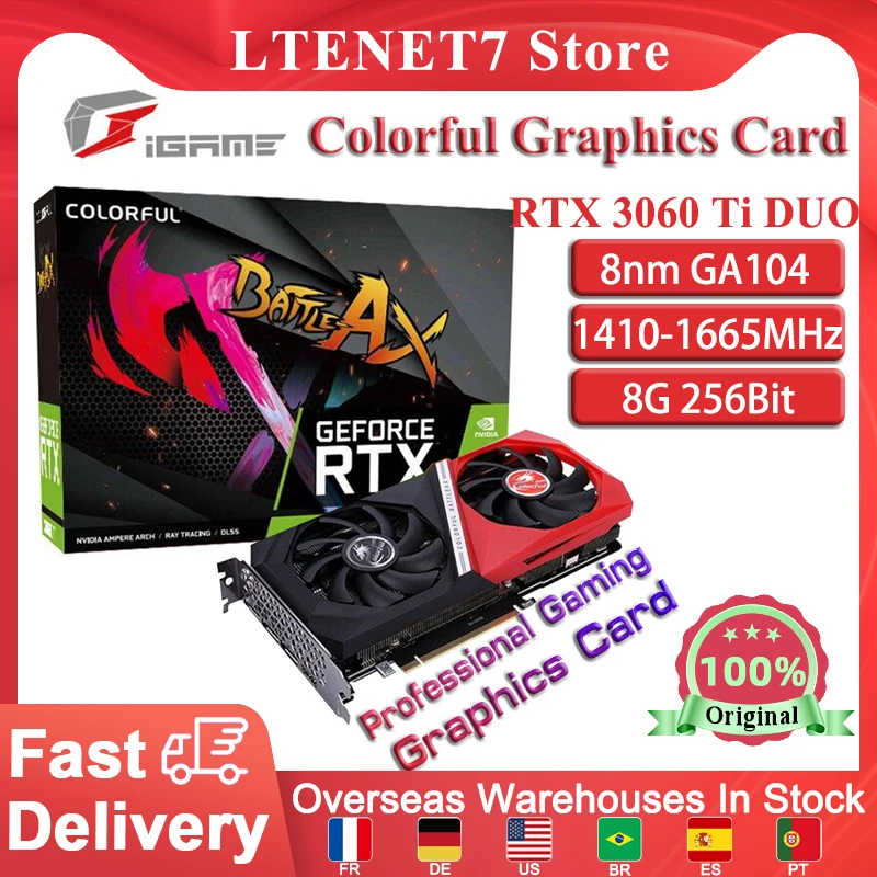 

Colorful Graphics Card iGame GeForce RTX 3060 Ti DUO 8G GDDR6 LHR Video Card Computer Gaming Video Graphics Card Brand New