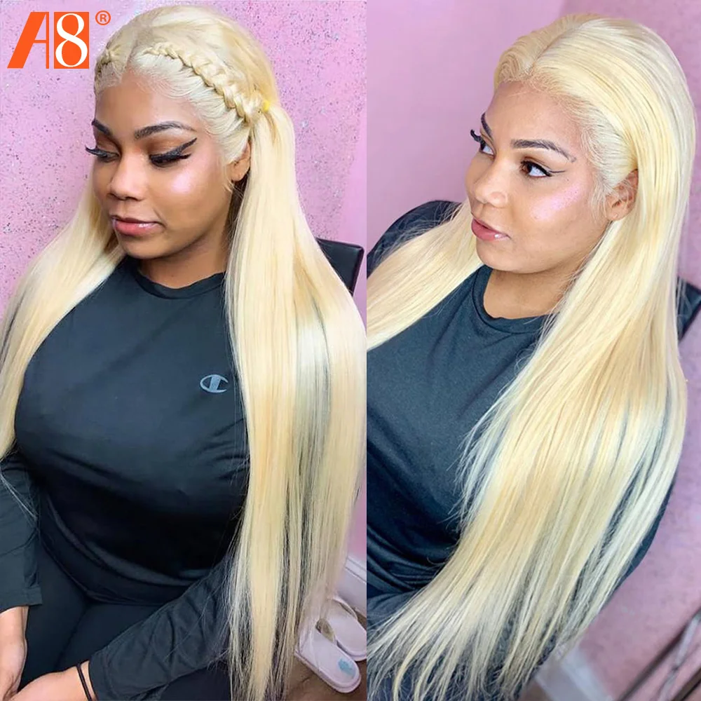 613 Blonde13x6 HD кружевные передние парики из человеческих волос 150% прямые