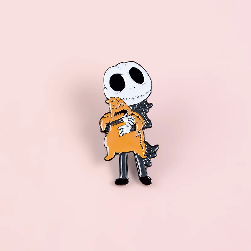 Nightmare Christmas Skeleton Enamel Pin Punk Skull Badges Brooches Jack Skellington Kidnap Oogie Boogie Lapel Jewelry Gifts | Украшения и
