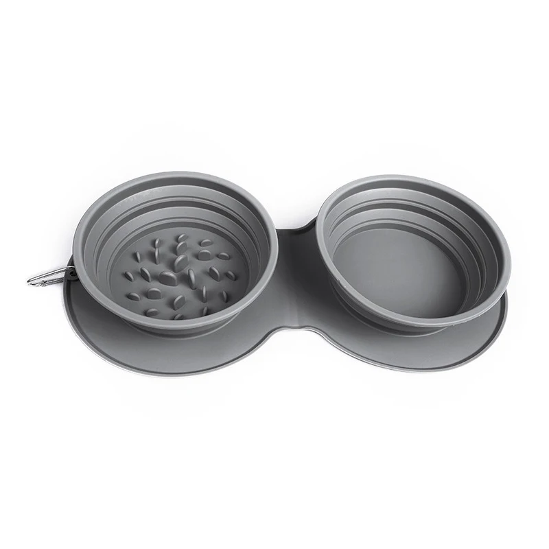

Non-Slip Double Dog Bowl Cat Food Bowls Food and Water Bowls Silicone Folding Pet Outdoor Portable Anti-Choking Feeder Dish Bowl
