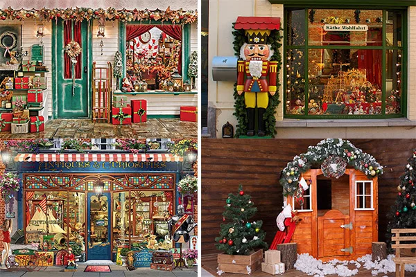 Фон для фотографий Avezano с изображением рождественской елки подарка окна