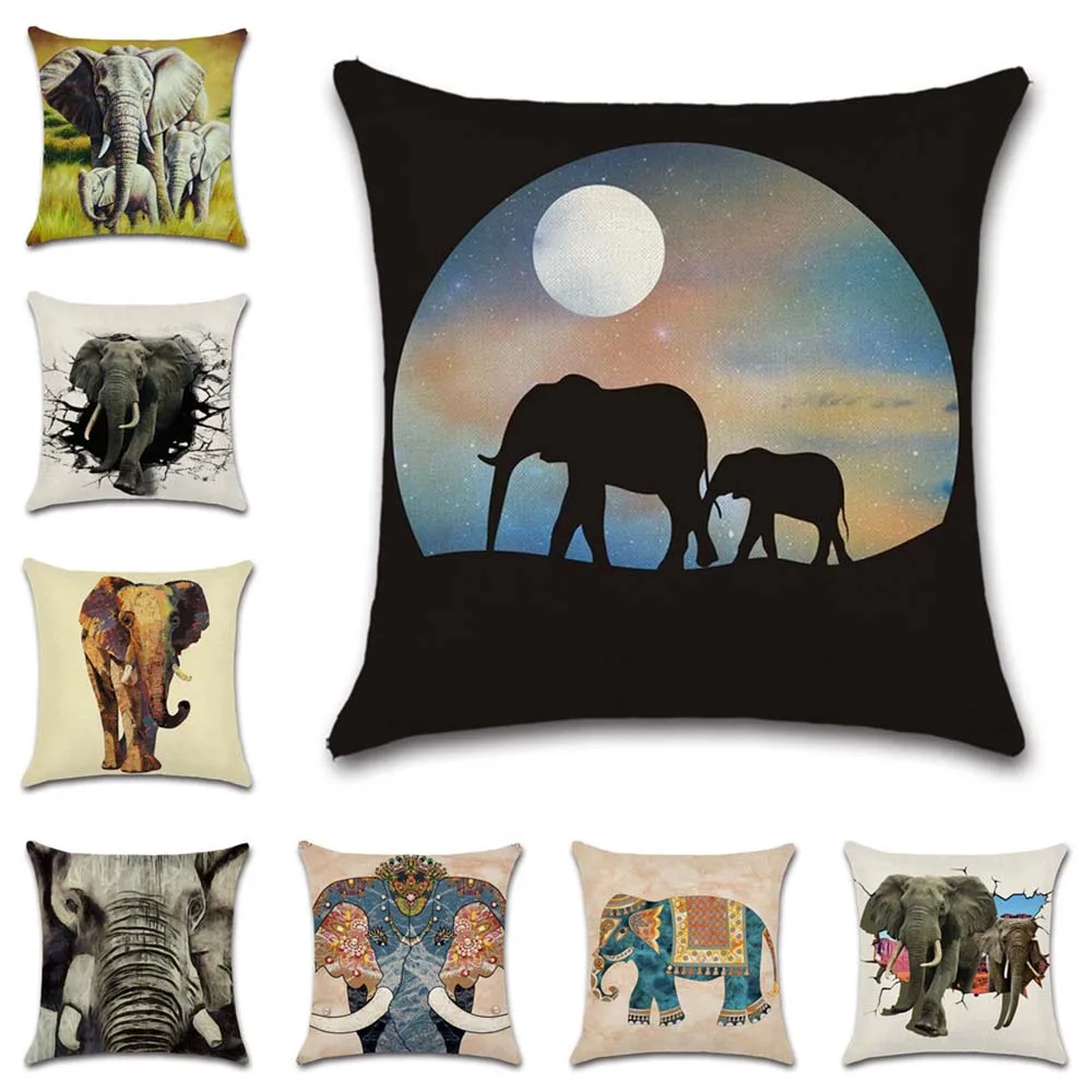 

Animal elephant decor painting Cushion Cover decorative Home Throw sofa chair car seat friend kids bedroom gift pillowcase