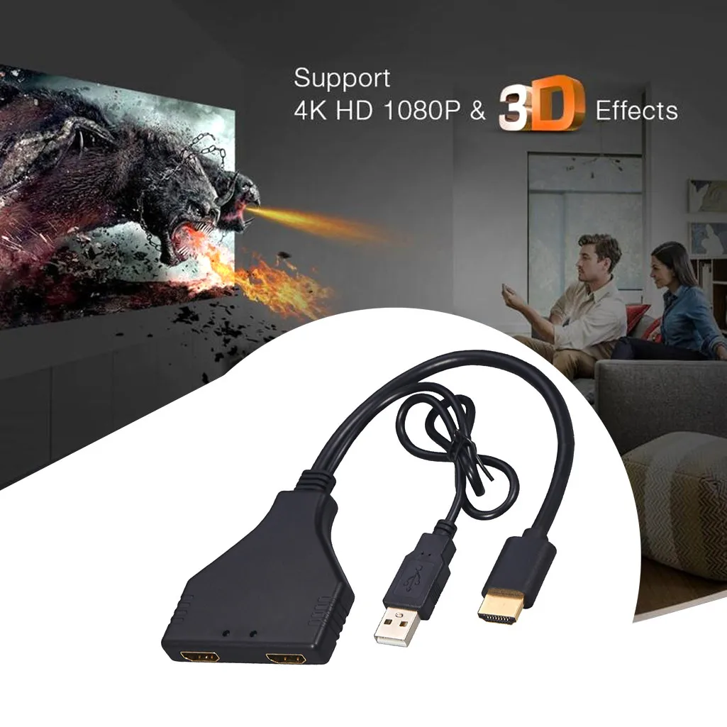 4K HDMI 2 0 кабель сплиттер адаптер конвертер 1 в Выход папа к UHD 9 5 дюйма Длина ультра