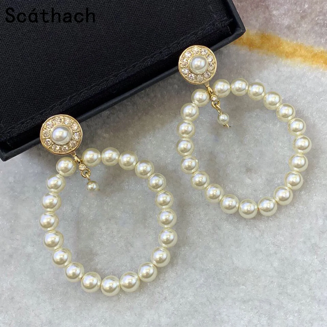 

Классические жемчужные серьги-кольца для женщин, эффектные большие круглые серьги золотого цвета, Модная бижутерия, модные серьги 2022