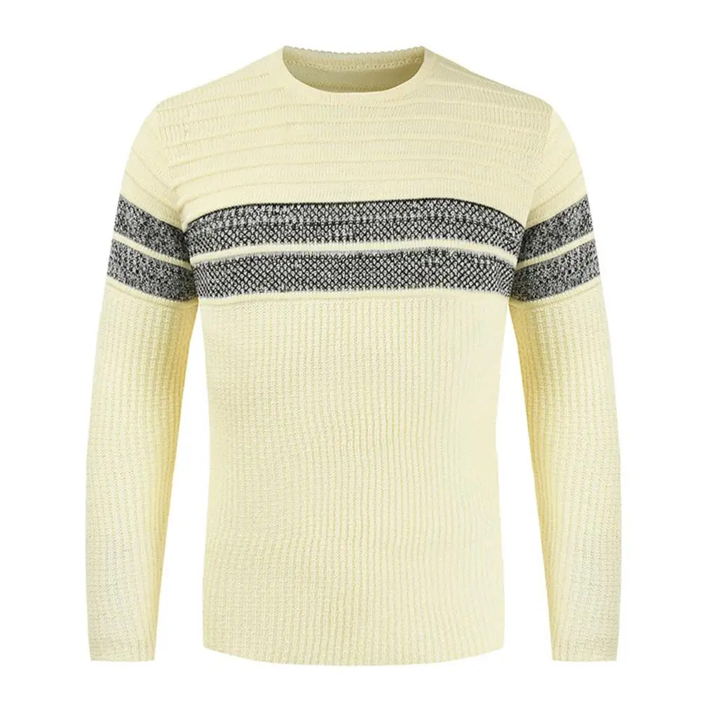 

O Neck Stripe Sweaters Knit Men Casual Strip Slim Fit Sweater Autumn Winter Long Sleeve Jumper Tops Pullover Oversize