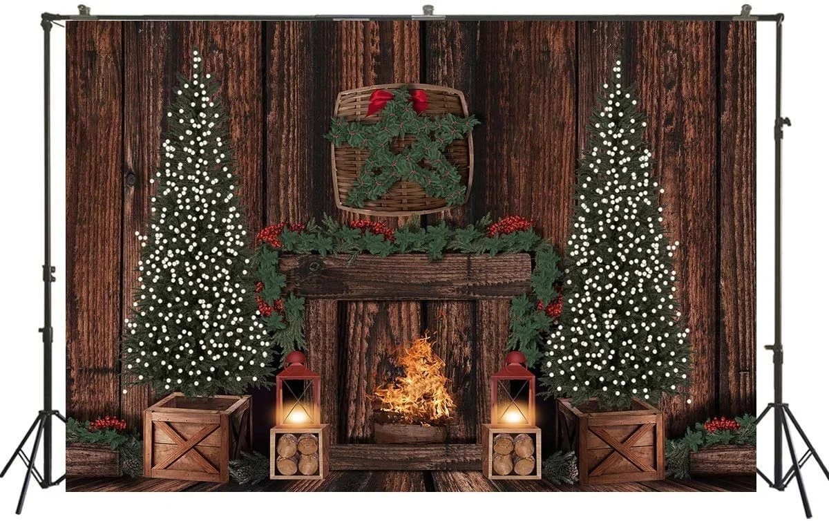

Christmas Backdrop Baby Portrait Booth Party Decoration Banner Photo Studio Props Wooden Window Background