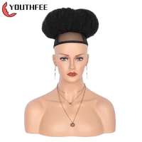 youthfee short afro puff updo bun synthetic hair piece for black women clip natural looking soft hair extension