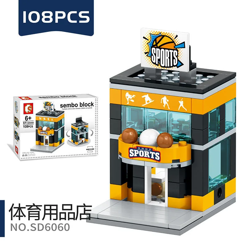 Sembo целая серия мини Магазин уличного вида игрушки Кирпичи playmobil Друзья Мини