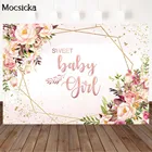 Mocsicka фон для фотосъемки с изображением милой маленькой девочки с золотой рамкой розового цветка на свадьбу День рождения на заказ фон для фотосъемки