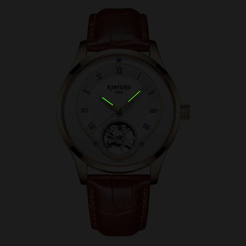 

fashion business Automatic mechanical watch men Tourbillon luminous wristwatch Stainless steel genuine leather relogio masculino