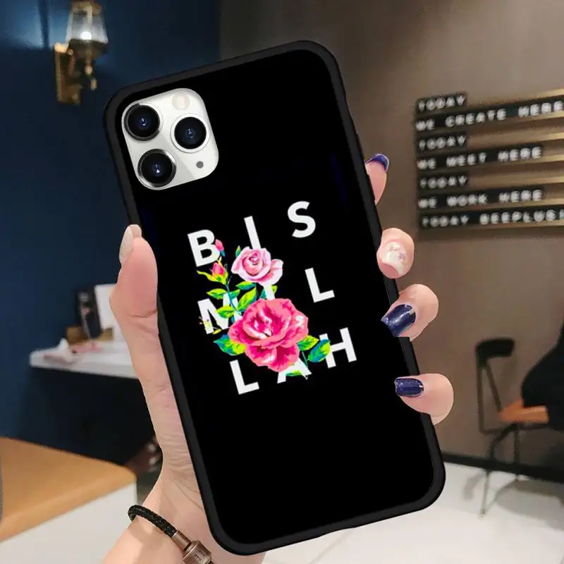 

Islamic Muslim Bismillah heart pink Phone Case for iPhone 11 12 pro XS MAX 8 7 6 6S Plus X 5S SE 2020 XR Soft silicone