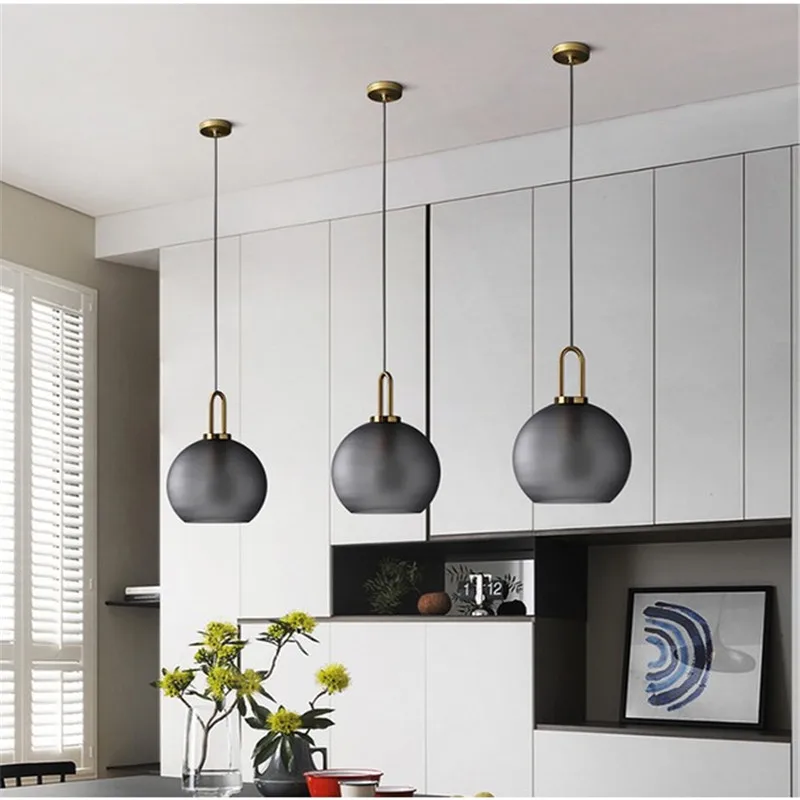 

Loft Modern Pendant Light Clear Grey Glass Ball Hanging Lamp Hanglamp Kitchen Light Fixture Dining room Living Room Luminaire
