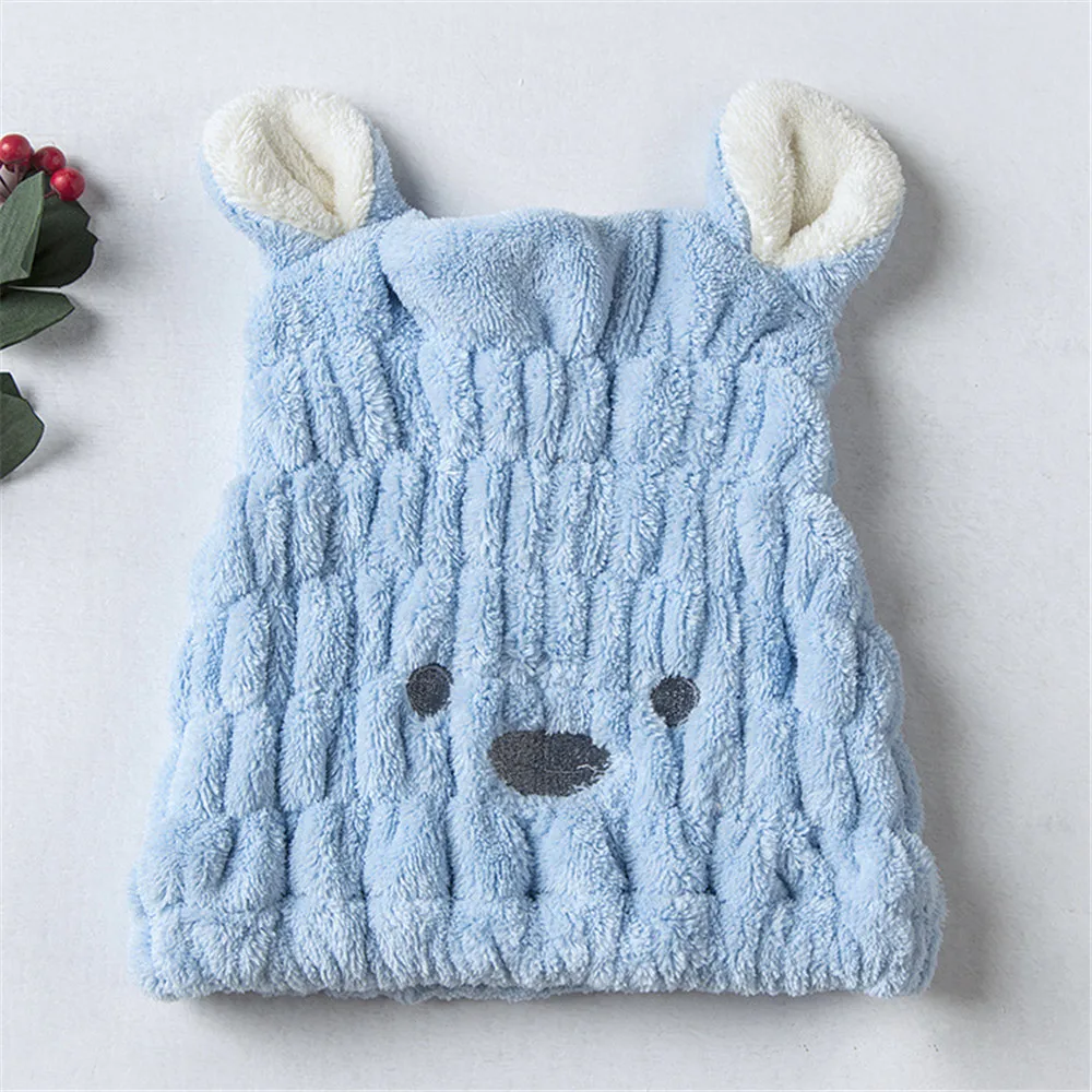 

Coral Fleece Cartoon Shower Cap Super Absorbent Dry Hair Cap Children Cute Hair Cap Accessory Hair Salon Bathroom Product